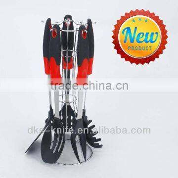 TSY002S 6PCS Black Nylon Tools with Red PP and Black TPR handle Nylon Kitchen Tool Set
