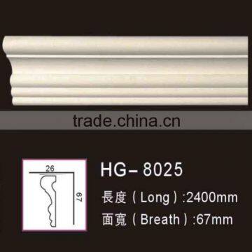 Green durable pu (polyurethane) panel/ crown moulding/ foam chair rail for door window wall ceiling decoaration