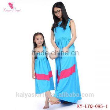 2016 kids boutique clothes cotton long designer one piece mommy and me maxi dress