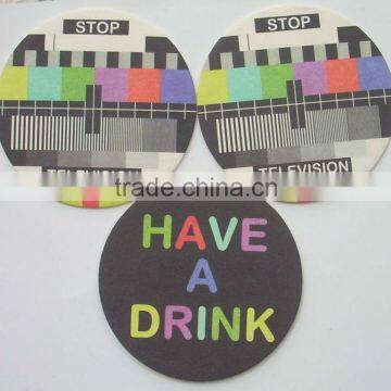 Blotting paper coaster/paper drink coaster/cheap paper laminated coaster CJ063