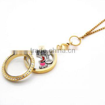 Hottest seller 316l stainless steel gold charm lockets twist screw floating locket pendant