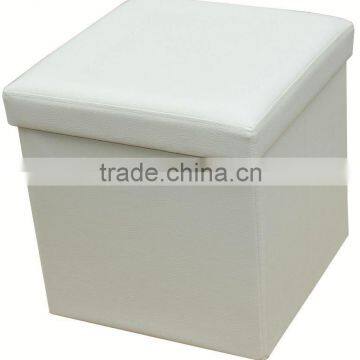 stronger!! White PVC Leather foldable storage stool