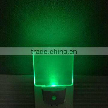 Sensor LED night light lamp 0.5W green led, clear panel