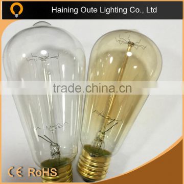 High Quality 60w Edison Bulbs clear /amber glass shell warm glow