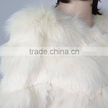 Fashion Rabbit Fox Fur Coat From China Women White Fox Fur Coats KZ150103 photo-4