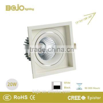 Square white 20w cob led downlight with aluminum heat sink