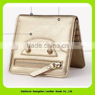 16907 China suppliers golden colour handmade leather wallet