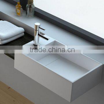 Modern Type Bathroom Solid Surface Basin, Aritificial Stone Solid Surface Acrylic Wall Hang Wash Basins photo-3