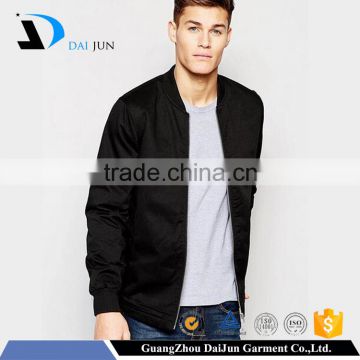 Daijun oem 2016 new design black fashion 100% cotton zip up custom man jacket