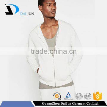 China factory high quality with pockets no drawstring full zip 100 % fleece custom men white hoodie