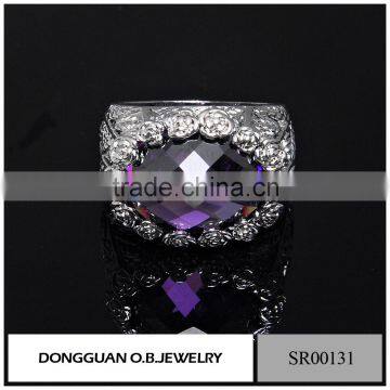 New Products Stainless Steel Ring /925 Silver Ring With Purple Stone Wholesale photo-2