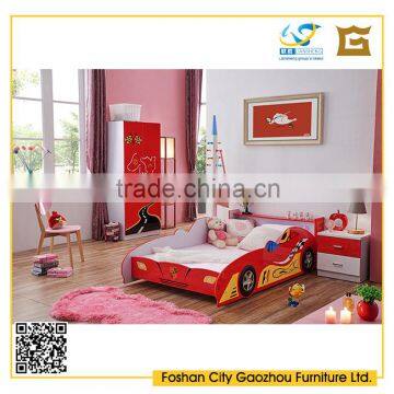 2016 unique style red bedroom furniture sets with children car bed design