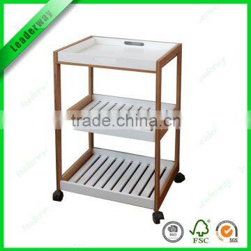 Best selling newest design bamboo kitchen trolley