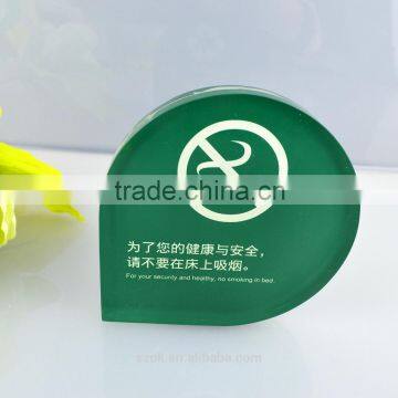 Promotional beautiful acrylic green desktop notice board sign display