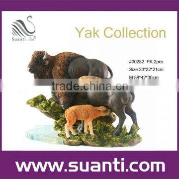 Yak family polyresin statue