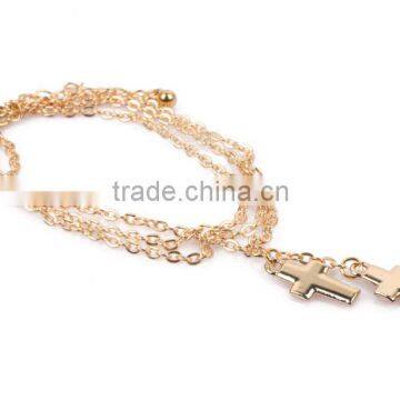 High Quality Several Rows Chains With Two Alloy Cross Bracelet For Men