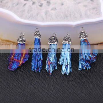 Titanium Quartz Stone Druzy Pendant, Pave Crystal Gem Stone Pendant For Jewelry Making