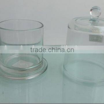 wholesale clear glass bell jar with base and round knob