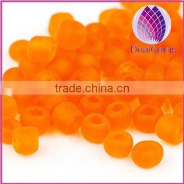 4mm orange frosted irregular round glass seed beads