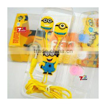 3.5MM Cartoon Despicable Me Minions Small Yellow Man Headphone Universal Earphone Headset for MP3/MP4 player 200pcs