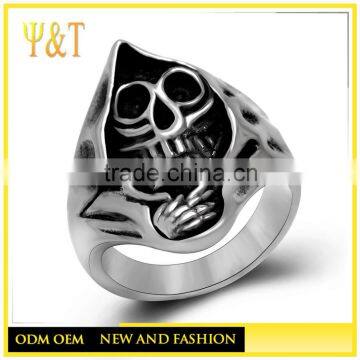 Jingli Jewelry death gear stainless steel skull rings, stainless steel mens grim reaper rotating gear skull rings (HS-069)