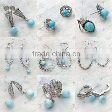 Larimar jewelry,larimar earrings round beaded 6mm,8mm