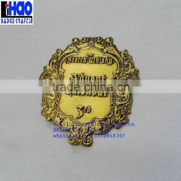 Custom embossed metal logo/self adhesive embossed metal label/ wine bottle embossed metal sticker