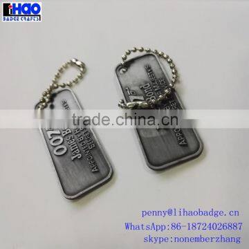 embossed metal tags, metal hang tag with ballchain, aluminum tag