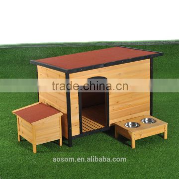 PawHut Large Wood Outdoor Wood Elevated Pet House Dog Kennel Shelter w/ Opening Roof