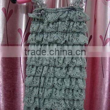 Lace Hem Hot Pink Black Rompers Jumpsuits Wholesale Baby Lace Romper Solid Ruffle Petti Romper Posh Girls Lace Romper for Kids photo-3