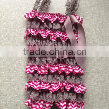 Hot Sale Fashion/ Pretty/ Soft Ruffled Rompers Baby Sleeveless Rompers/ Bodysuit Best Posh Petti Ruffle Lace And Satin Rompers photo-4