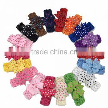 Crochet Bow Headbands Ploka dot Ribbon Hair Bow Hairbands for Hair Accessories