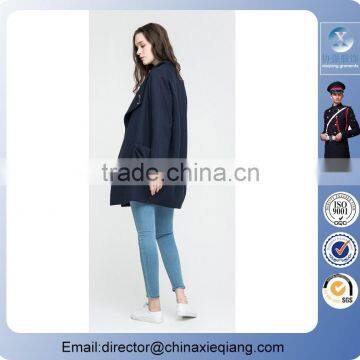 Wholesale Latest Design Ladies Trumpet Sleeves and Double Breasted Notched Wool Blends With Sash Fashion Winter Coat