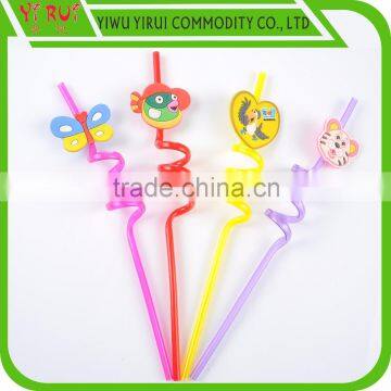 transparent colorful crazy drinking straws with multiple cartoon pattern
