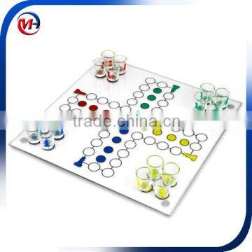 High quality stable quality transparent glass drinking ludo board game