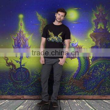 Thai Dragon/Naka THAILAND ART T-SHIRT PAINTED Acrylic Glitter FABRIC PAINTING BY HAND RARE PRODUCTS