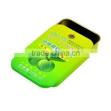 Rectangular candy tin box with slide lid