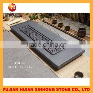 Chinese Round Black Tea Tray From Stone photo-6