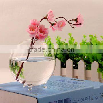 Ball shaped hydroponics container round transparent glass vase for plant