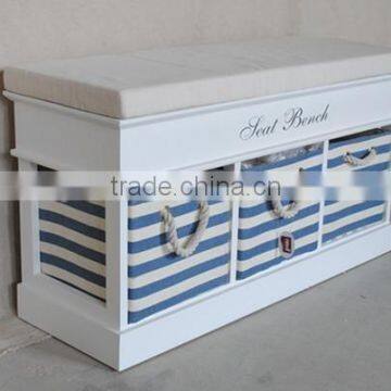 Wooden Cabinet With Natural Wicker Basket