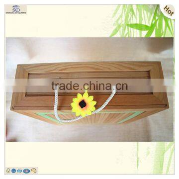 Three Bottle Bamboo Decorating Pine Wood Wine Box photo-2