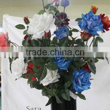 Bulk artificial fake rose flower five heads royal blue flower rose