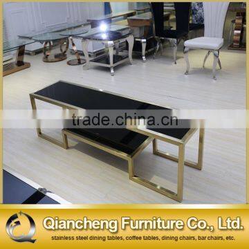 Eurpean Style Stainless Steel Golden Glass tv Stand