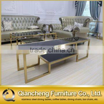 Eurpean Style Stainless Steel Golden Glass tv Stand