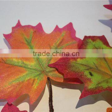 Shinning Artificial Maple Leaves Fabric Leaf Branch photo-3