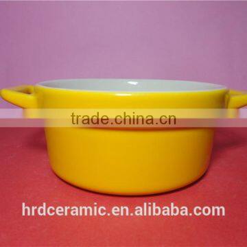 Stocked Korean Style Colorful Yellow High Ceramic Soup Pot