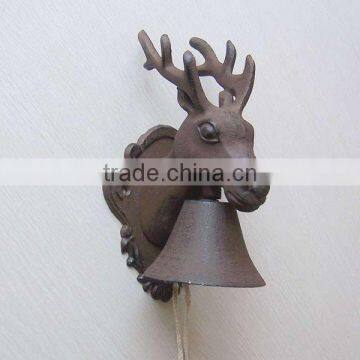 French garden antique cast iron deer head handing door bells