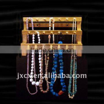 Counter top wood necklace display -2 tier