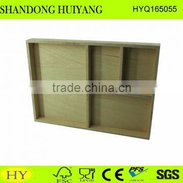 new cheap natural color wooden tray with compartment wholesale