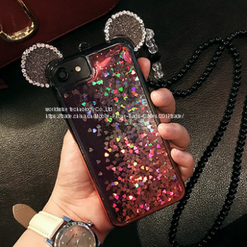 Diamond Cell Phone Cover Soft Shell Silicone Mobile Phone Cases for IPhone7/7Plus/6/6s/6plus/6splus Neck Lanyard Rope photo-2